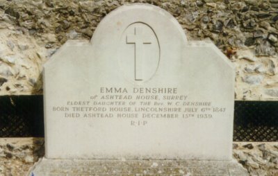 Emma Denshires Grave at Ashstead House